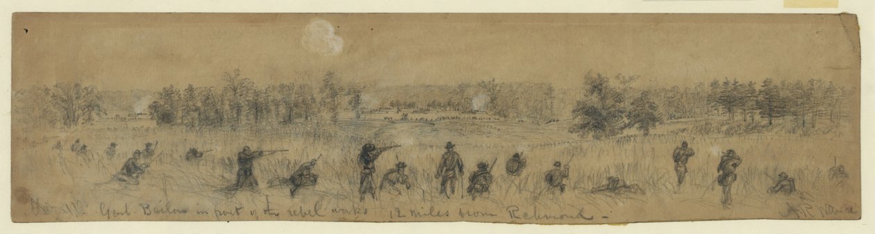 Genl. Barlow foran oprørsværkerne. 20 km fra Richmond af Alfred Rudolph Waud