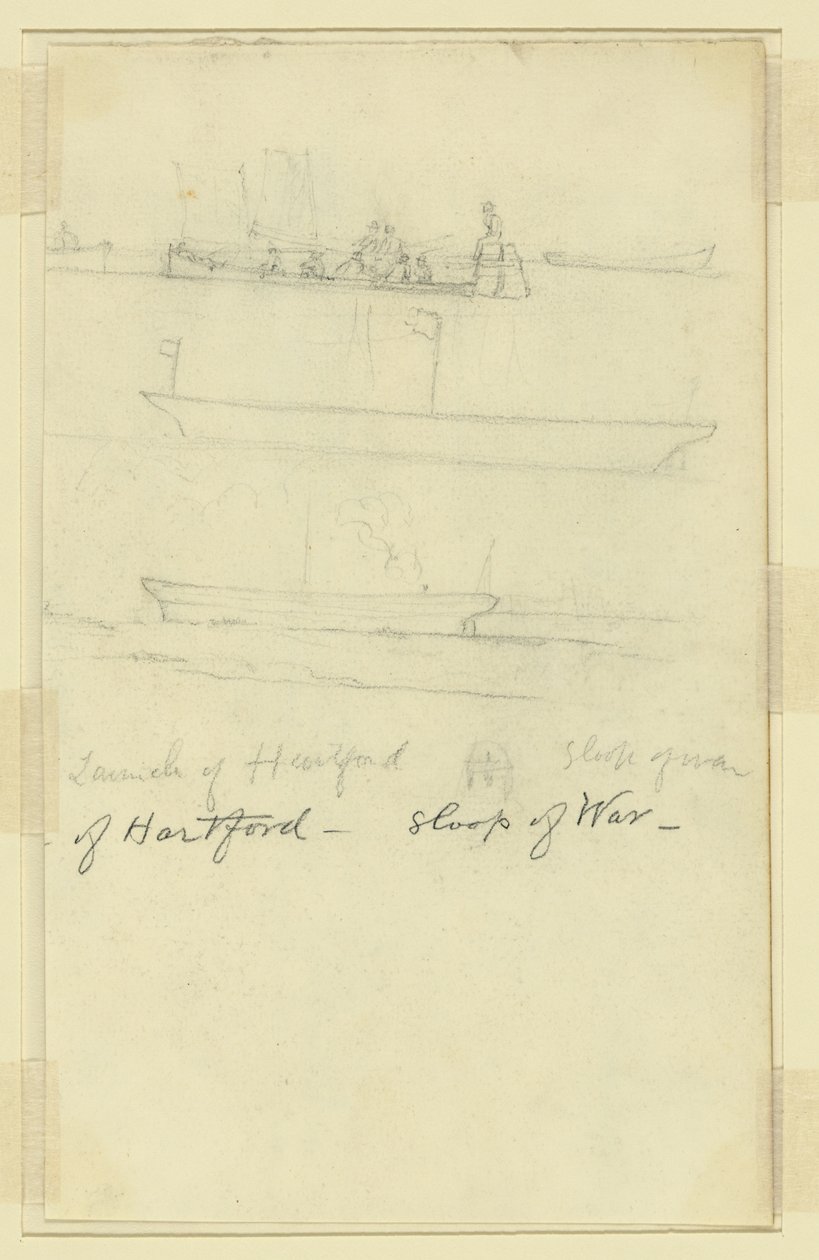 Lancering af Hartford, Sloop of War af Alfred Rudolph Waud