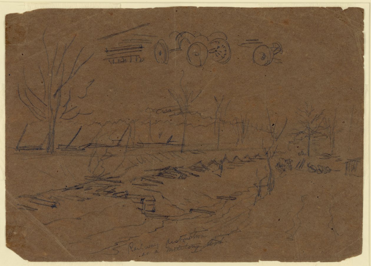 Jernbanedestruktion som en militær kunst af Alfred Rudolph Waud