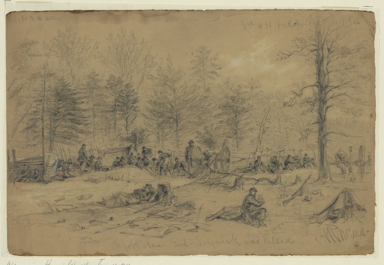 Spot hvor Genl. Sedgwick blev dræbt af Alfred Rudolph Waud
