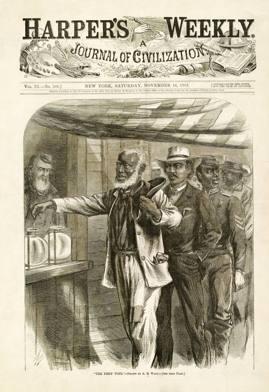 Den første afstemning, pub. Harpers Weekly, 1867 af Alfred Rudolph Waud