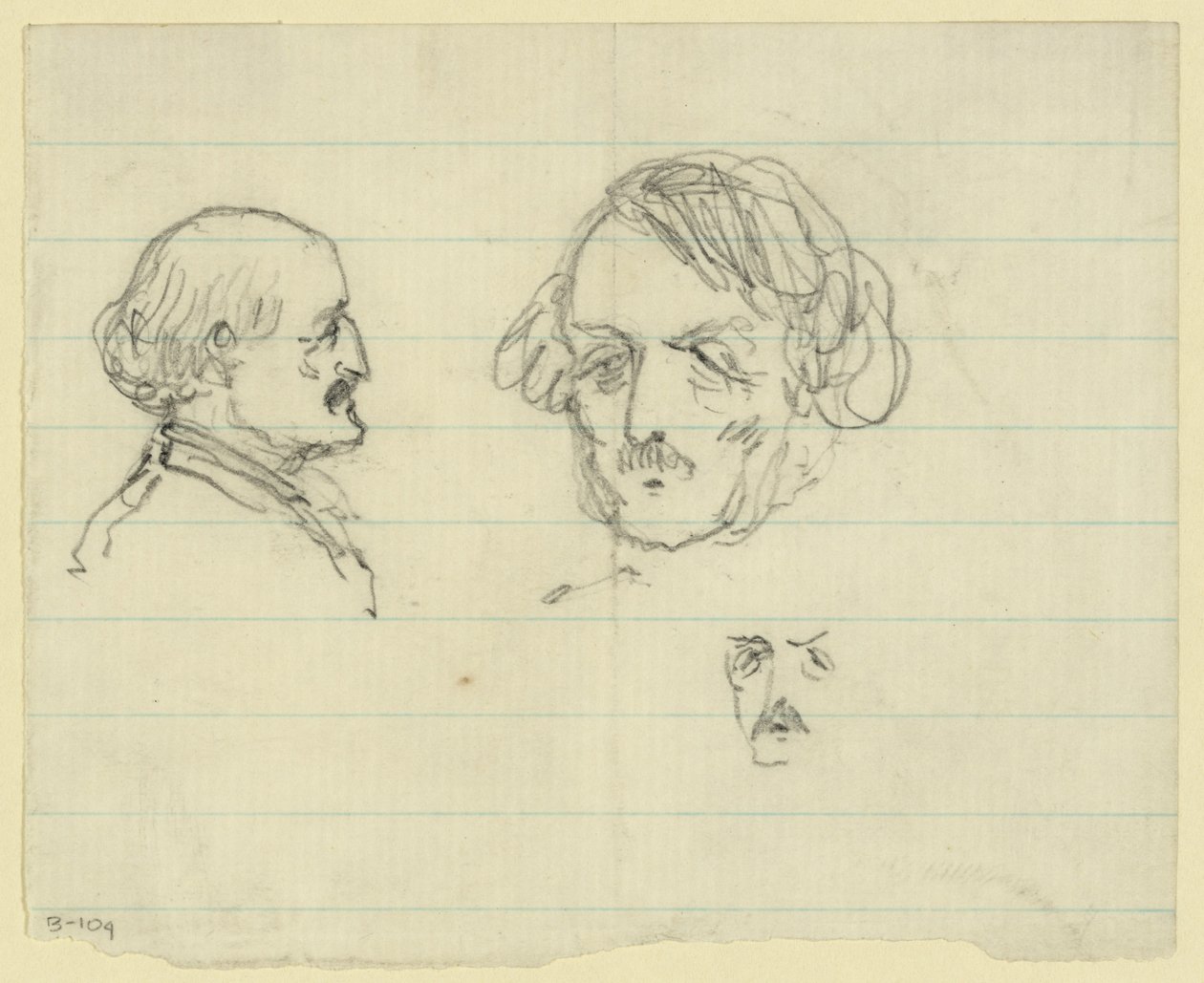 Tre busteportrætter, herunder Benjamin Butler af Alfred Rudolph Waud