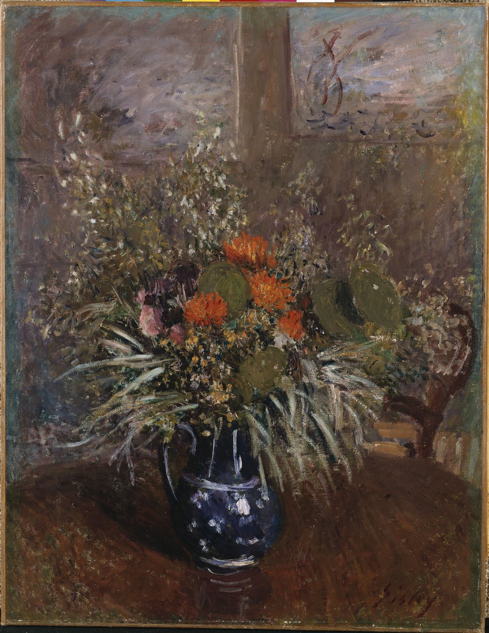 En buket blomster af Alfred Sisley