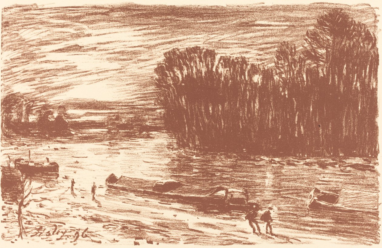 Banks of the Loing nær Saint-Mammes Bords du Loing, pres Saint-Mammes, 1896. af Alfred Sisley
