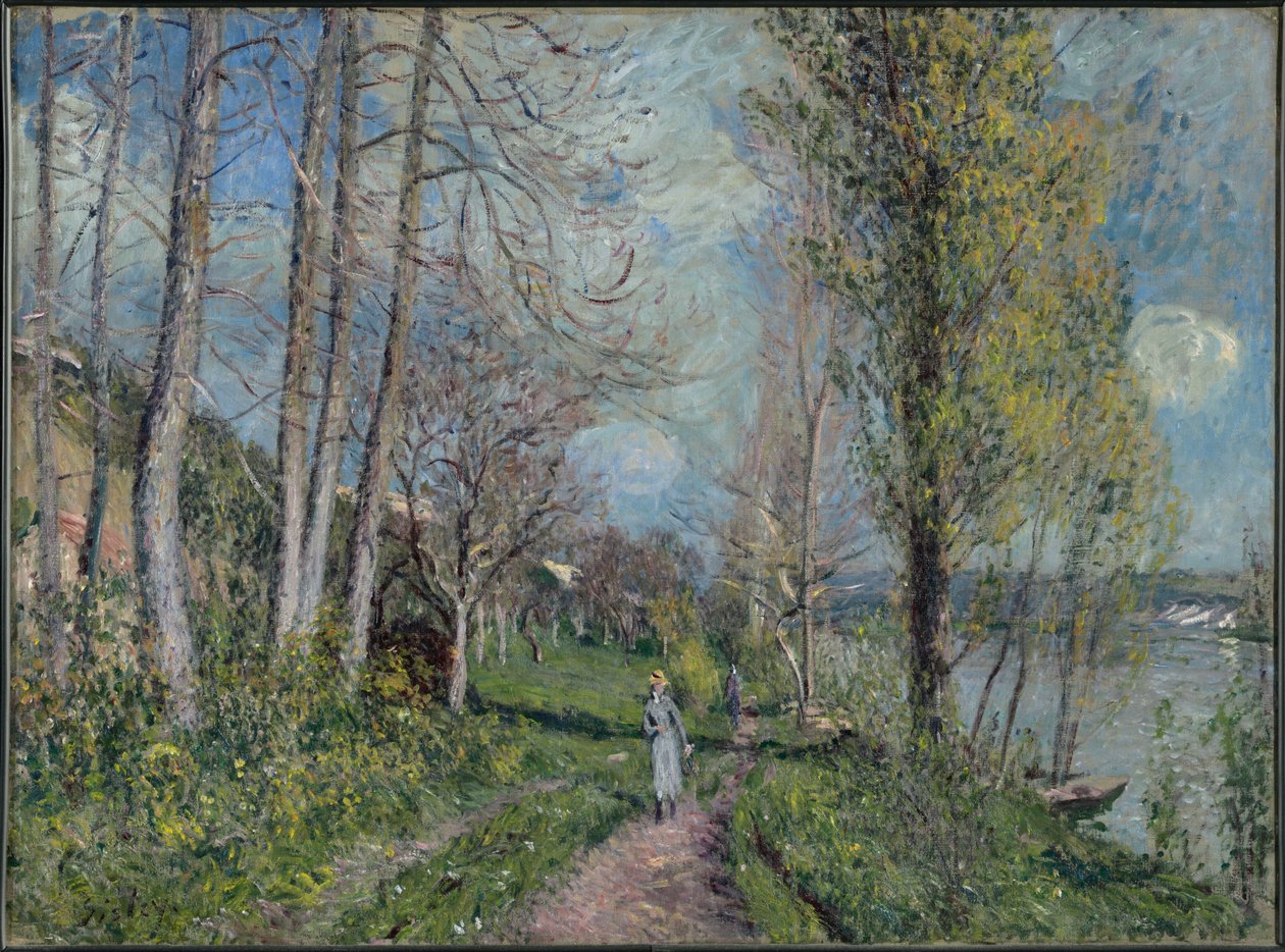 Seinens bredder ved By af Alfred Sisley