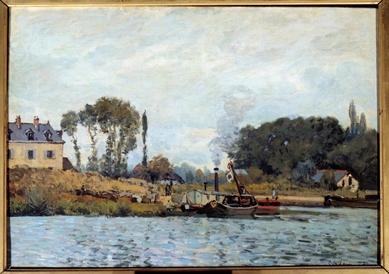 Båd ved Bougival-slusen Maleri af Alfred Sisley (1839-1899) 1873 Søn. 0,46x0,65 m Paris, musee d