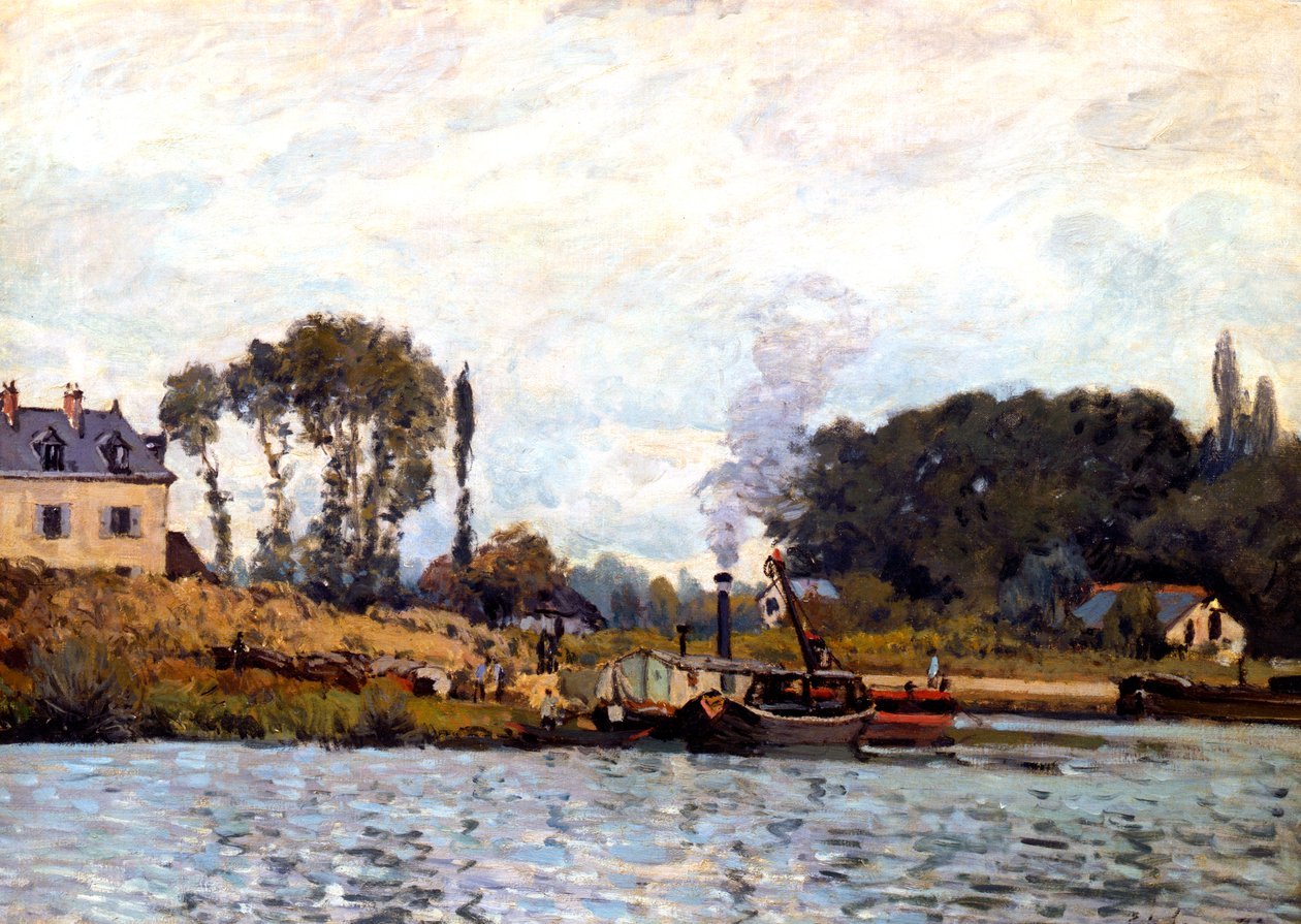 Både på kanalen, 1873 af Alfred Sisley