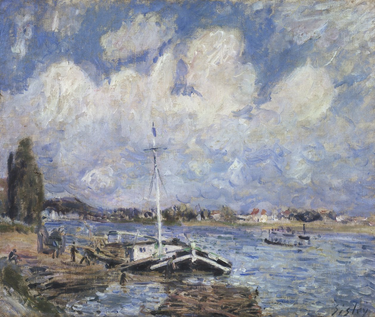 Både på Seinen, ca. 1877 af Alfred Sisley