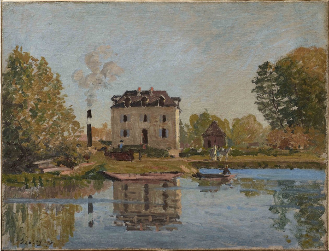 Fabrik på Seinens bredder, Bougival af Alfred Sisley