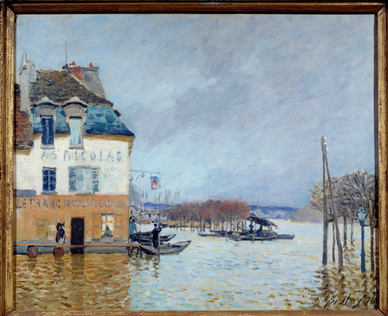 Flood, Port Marly (Port-Marly) Maleri af Alfred Sisley (1839-1899) 1876 søn. 0,5x0,61 m Rouen, musee des Beaux Arts af Alfred Sisley