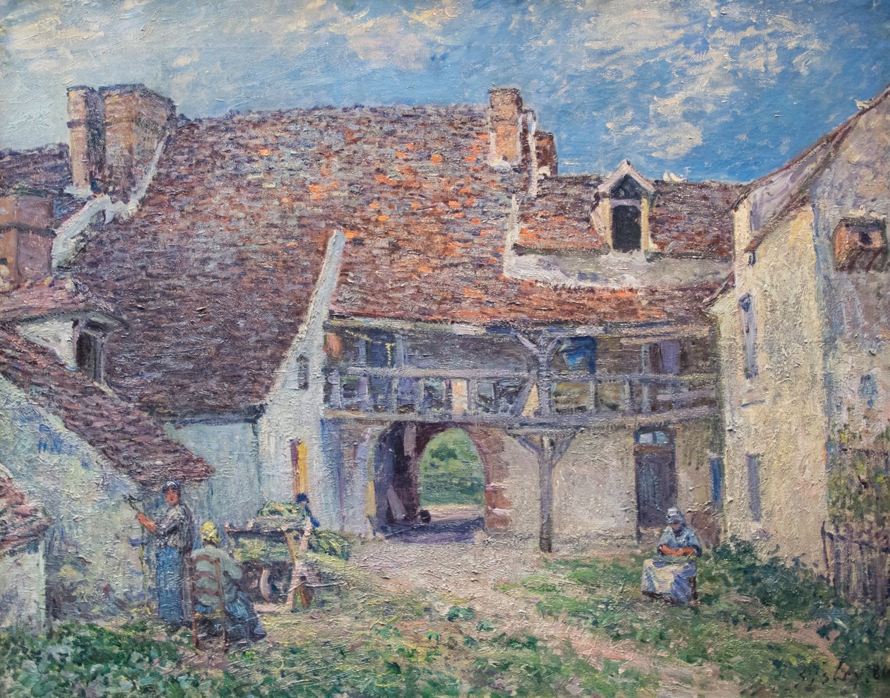 Fransk: Cour de ferme à Saint-Mammès af Alfred Sisley