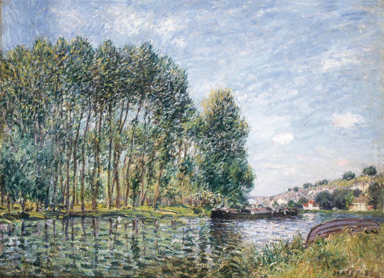 Fransk: Tournant du Loing à Moret af Alfred Sisley