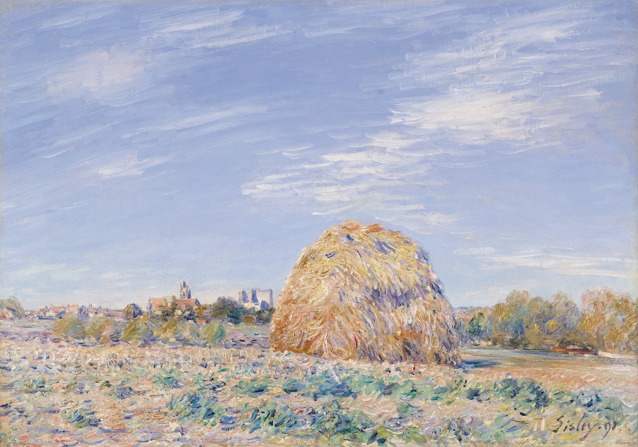 Haystack on the Banks of the Loing, 1891 af Alfred Sisley