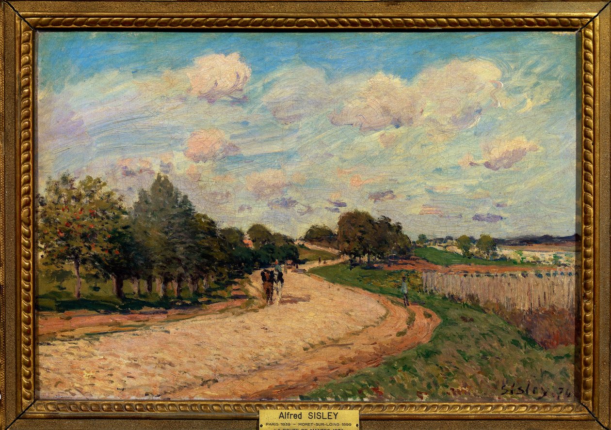 Vejen til Mantes Maleri af Alfred Sisley (1839-1899) 1874 Dim 0,38 x 0,55 m Paris Louvre museum Obligatorisk omtale: Donation Helene og Victor Lyon af Alfred Sisley