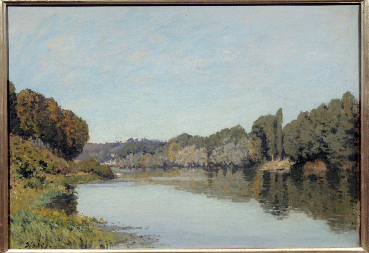 La seine a Bougival. Maleri af Alfred Sisley (1839 - 1899) af Alfred Sisley