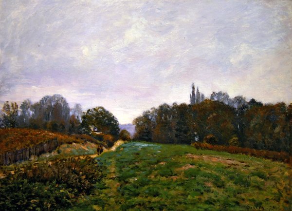 Landskab ved Louveciennes af Alfred Sisley