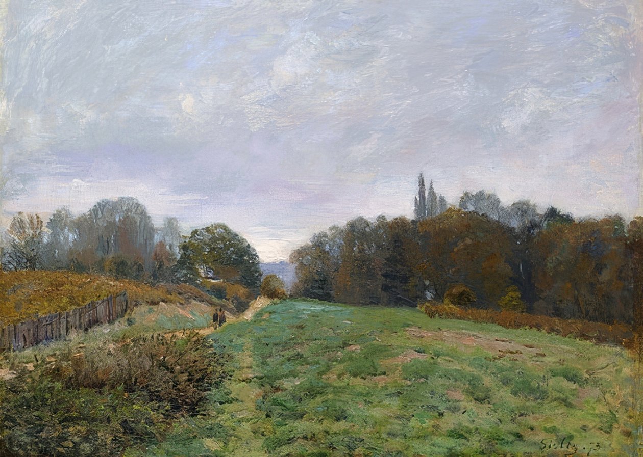 Landskab nær Louveciennes. 1873 af Alfred Sisley