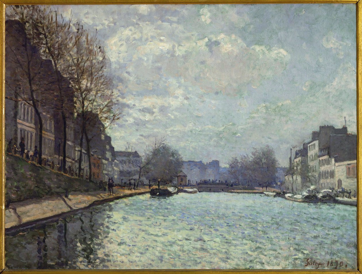 Le Canal St. Martin, Paris (olie på lærred) af Alfred Sisley