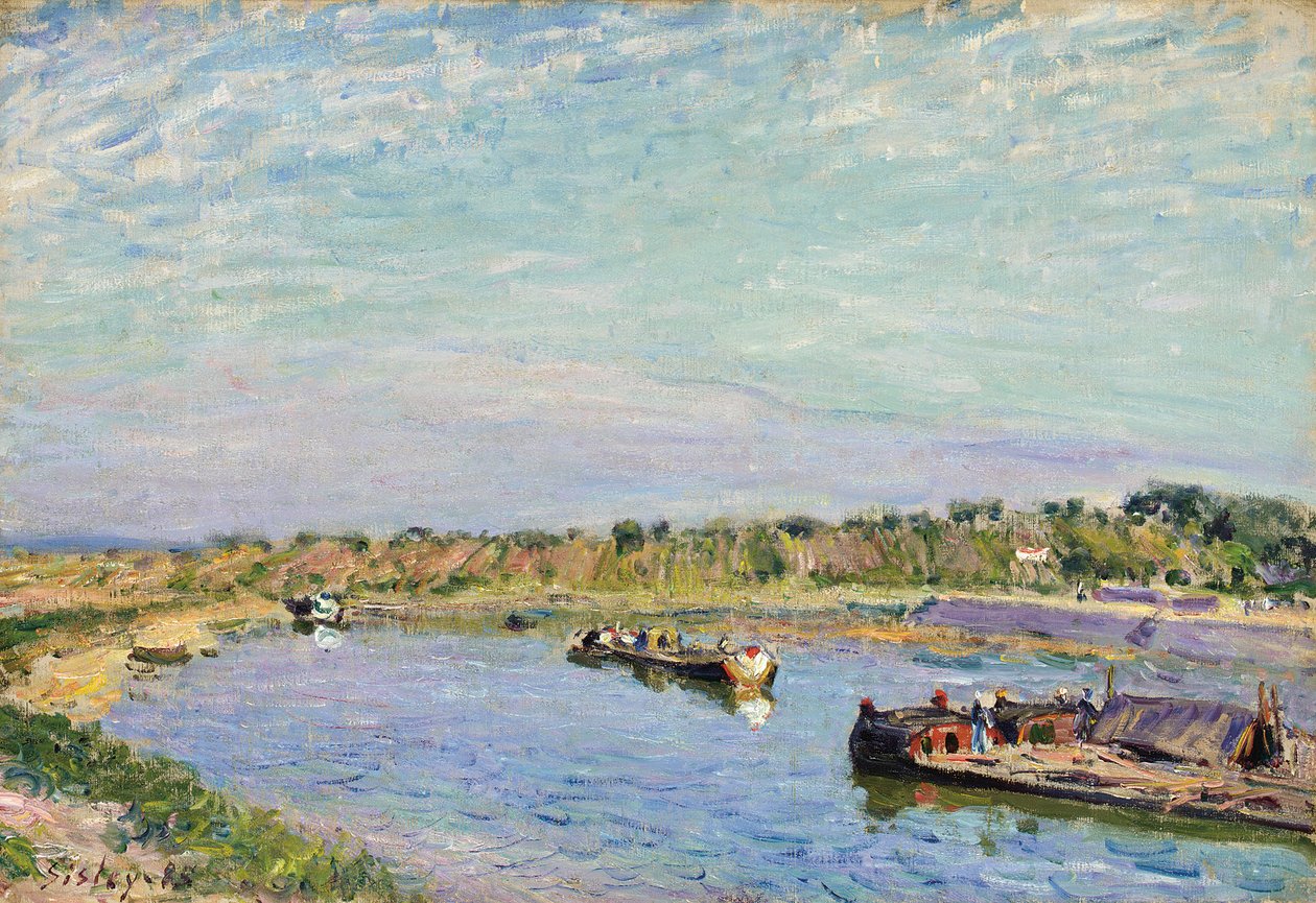Havnen i Saint Mammes, morgen, 1885 af Alfred Sisley
