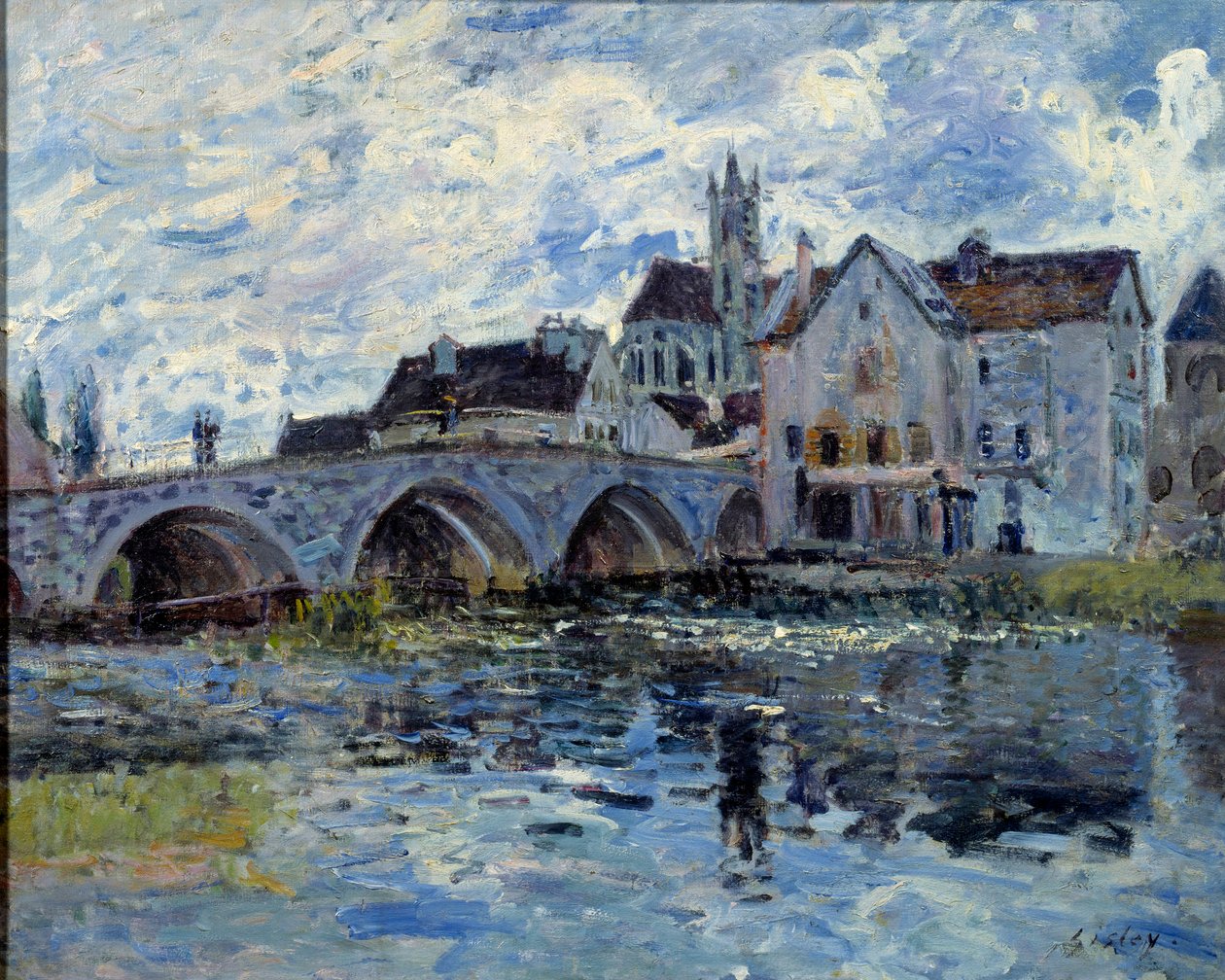 The Moret Bridge Maleri af Alfred Sisley (1839-1899) 1800-tallet Le Havre, Museum of Fine Arts af Alfred Sisley