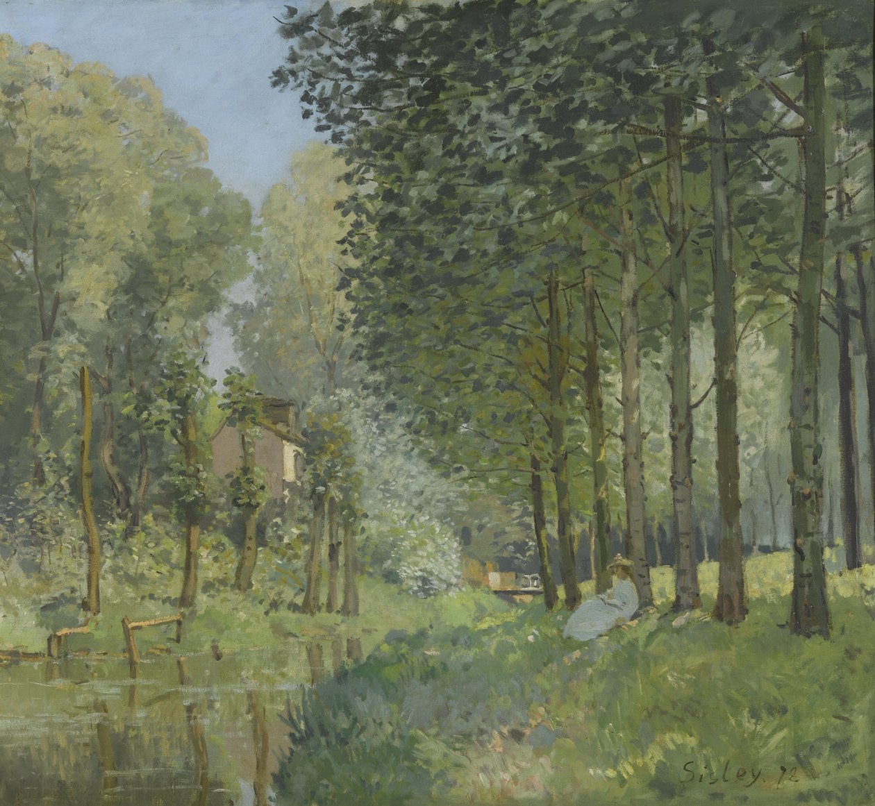 Hviler ved vandløbet. Kanten af skoven af Alfred Sisley
