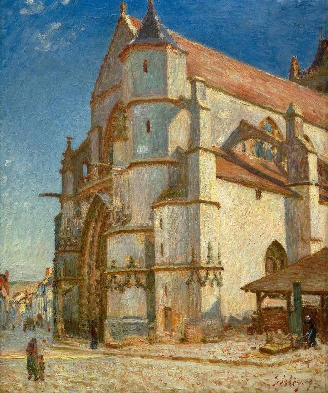 Morets kirke i morgensolen af Alfred Sisley