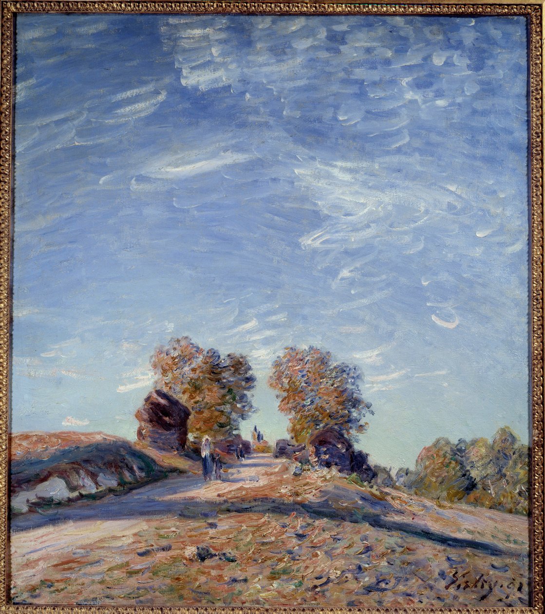 Stien stiger op til solen. Maleri af Alfred Sisley (1839 - 1899) af Alfred Sisley