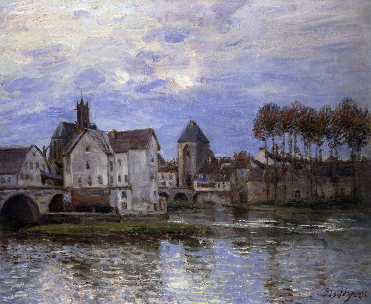 Moret Bridge ved solnedgang; Moret-broen ved solnedgang, 1892 af Alfred Sisley