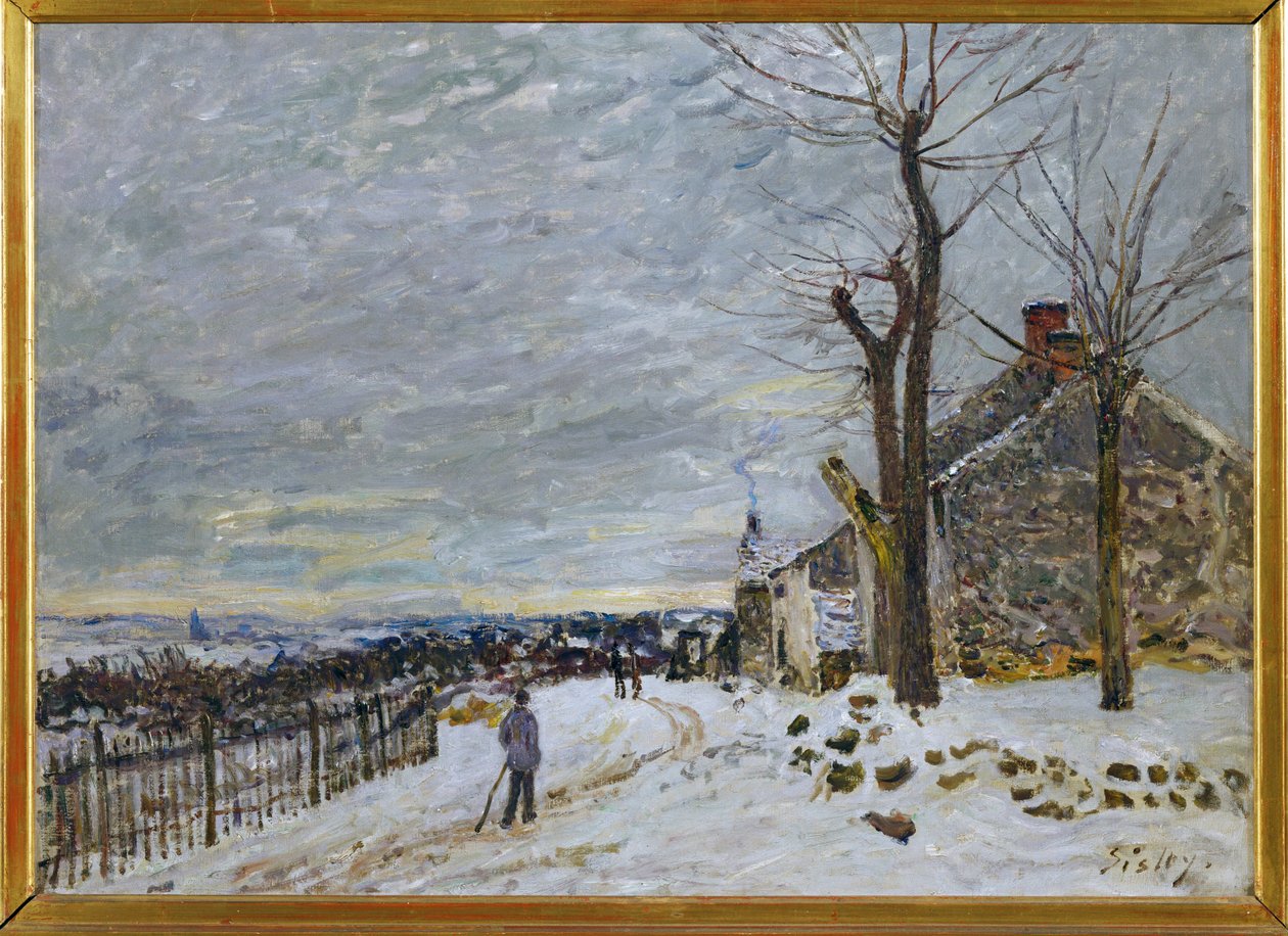 Sne i Veneux-Nadon, ca. 1880 (maleri på lærred) af Alfred Sisley