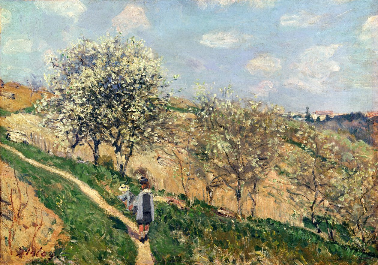 Forår i Bougival af Alfred Sisley