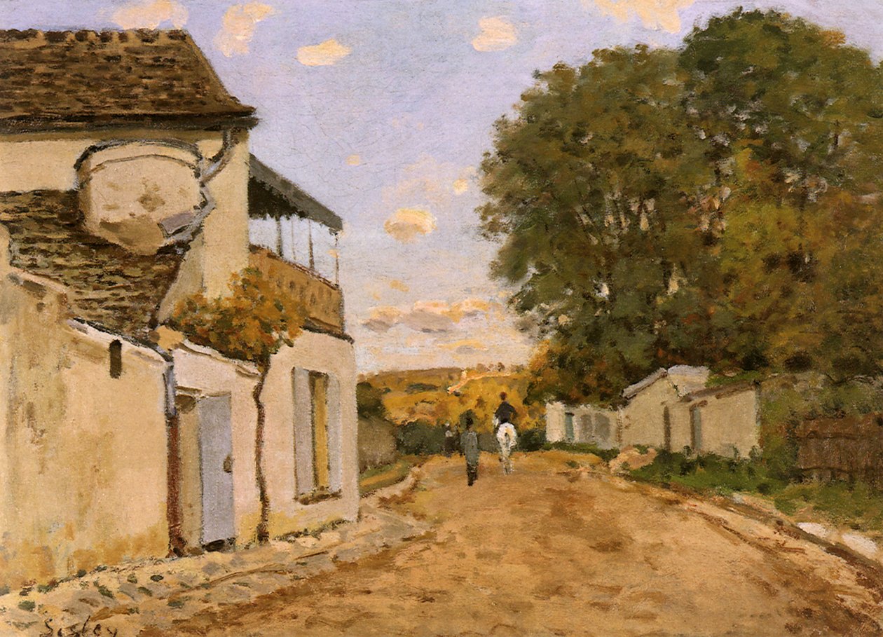 Gade i Louveciennes (Rue de la Princesse), ca. 1873 (olie på lærred) af Alfred Sisley