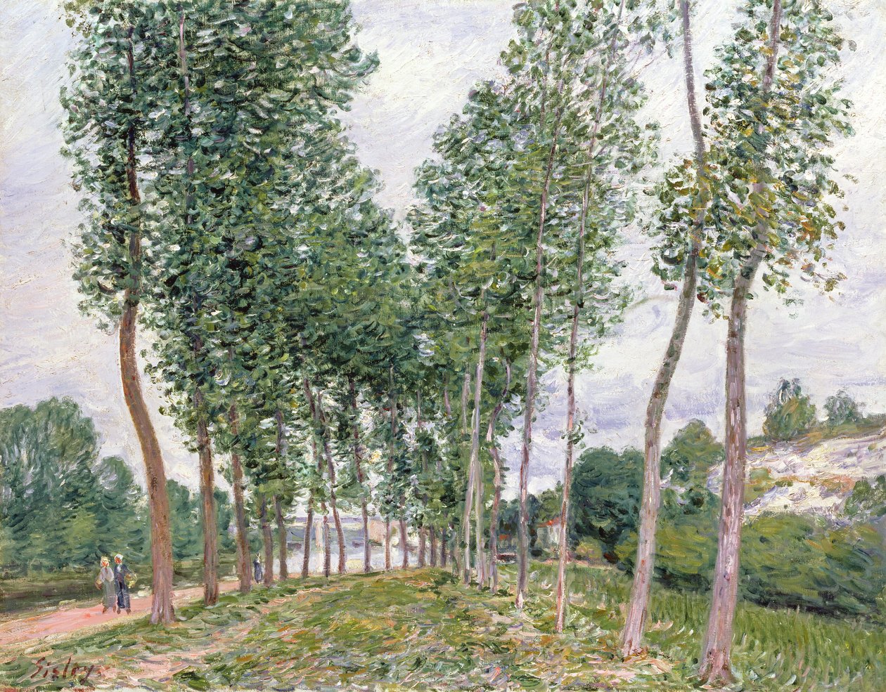 Popler Avenue langs bredden af Loing af Alfred Sisley