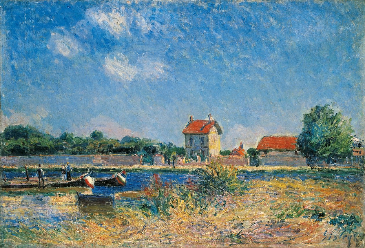 Bredden af Canal du Loing ved Saint-Mammes af Alfred Sisley