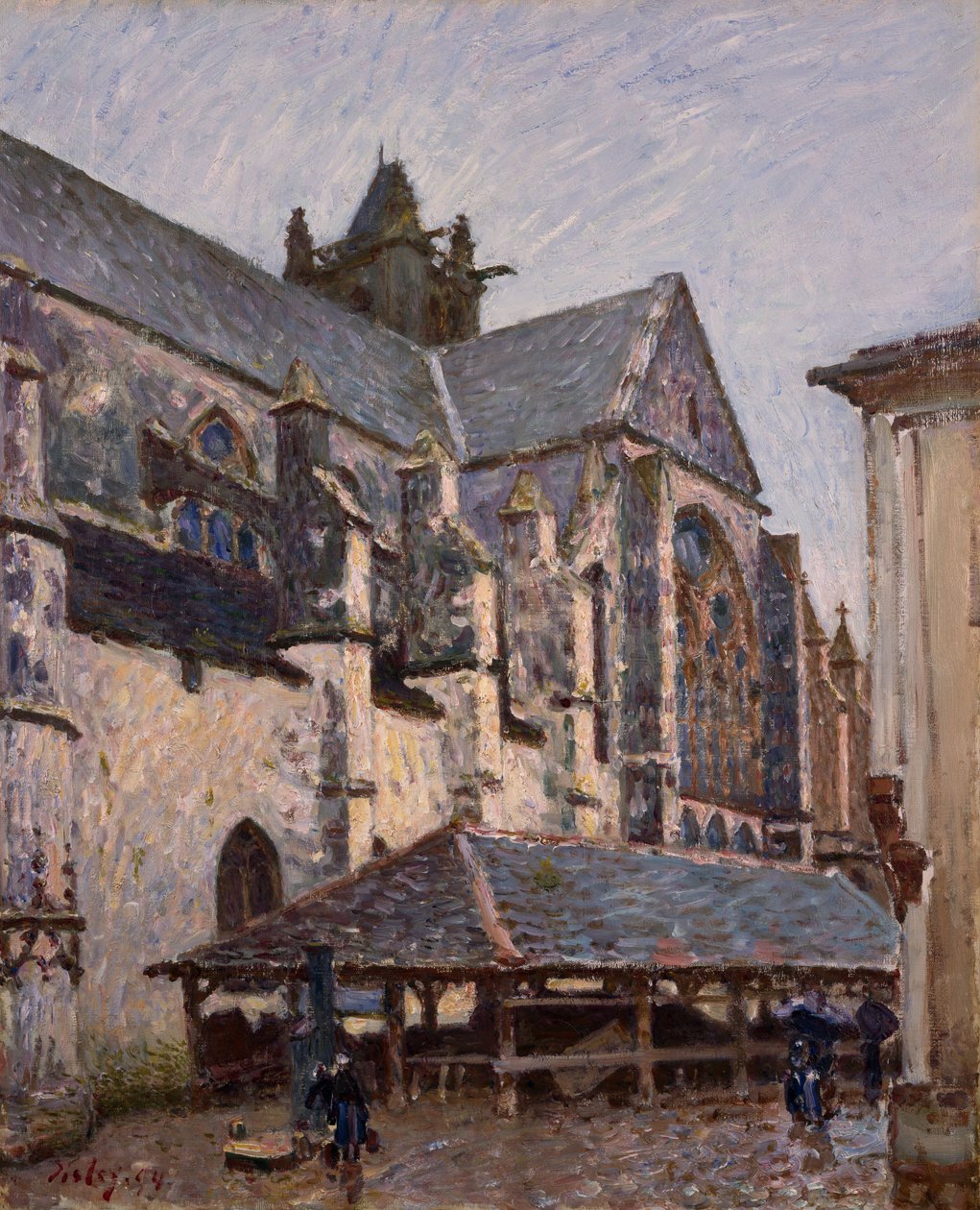 Kirken i Moret i regnen, 1894 af Alfred Sisley