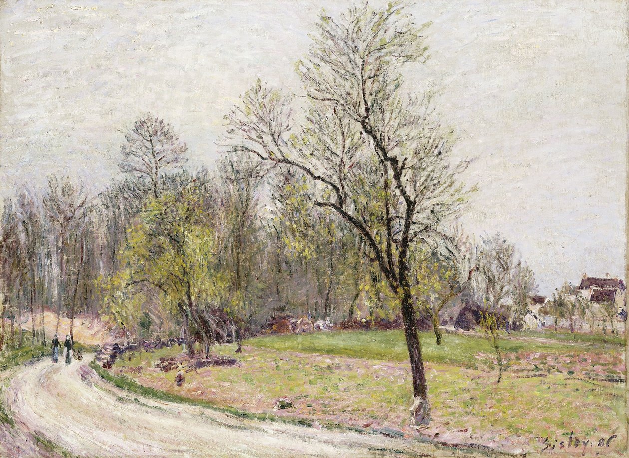 Skovens Kant om Foraaret, om Aftenen; Udkanten af ​​skoven i forår, aften, 1886 af Alfred Sisley