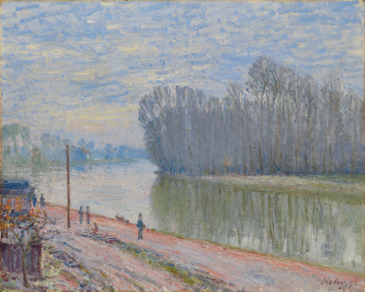 Loing-kanalen, morgen; Canal du Loing, morgeneffekt, 1896 af Alfred Sisley