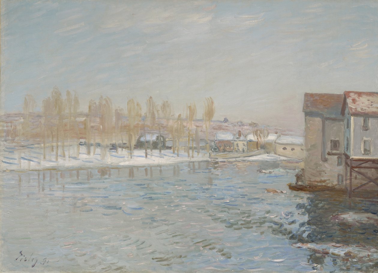 The Loing and the Mills of Moret, Sneeffekt, 1891 af Alfred Sisley