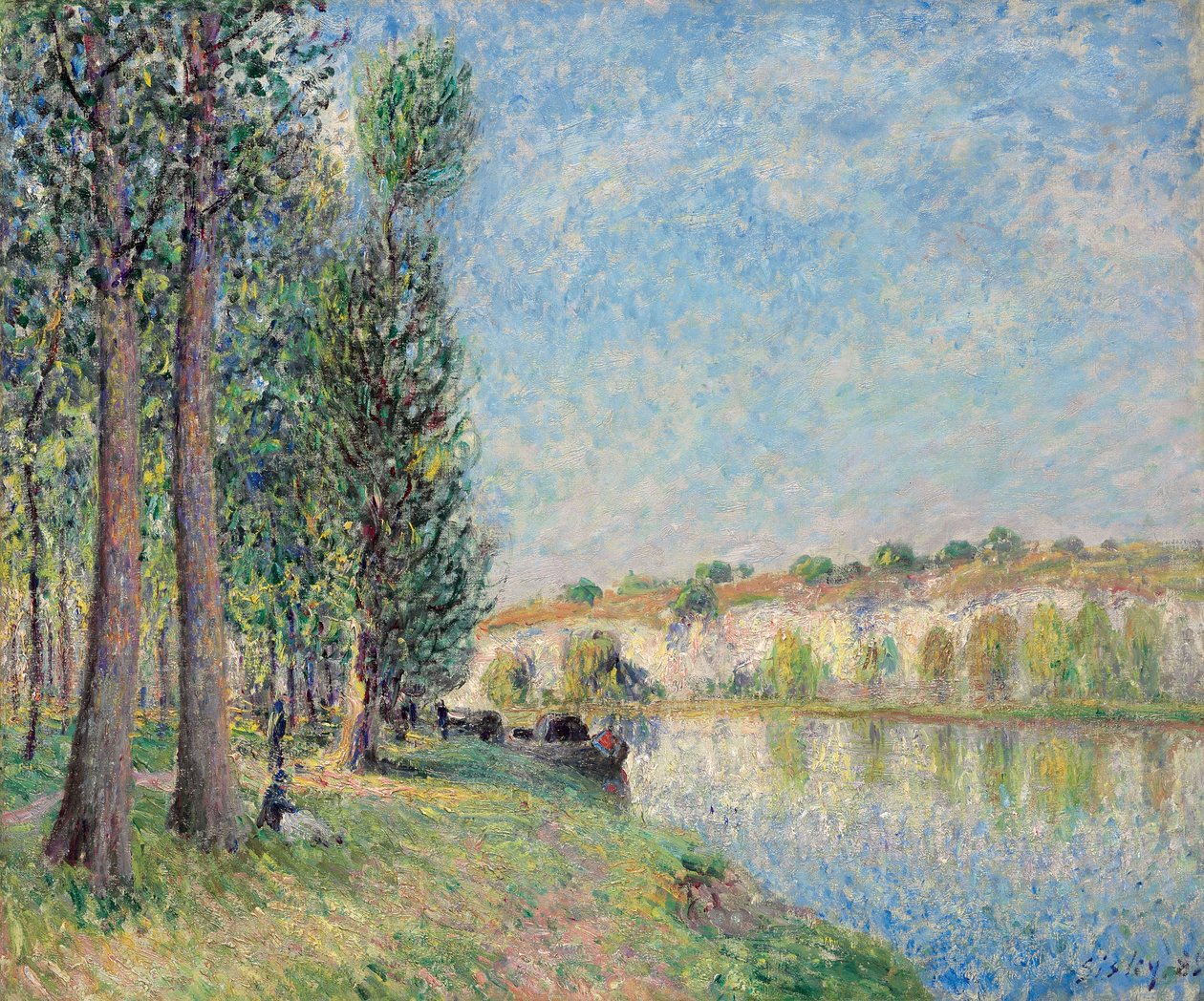 The Loing at Moret; Le Loing a Moret, 1885 af Alfred Sisley