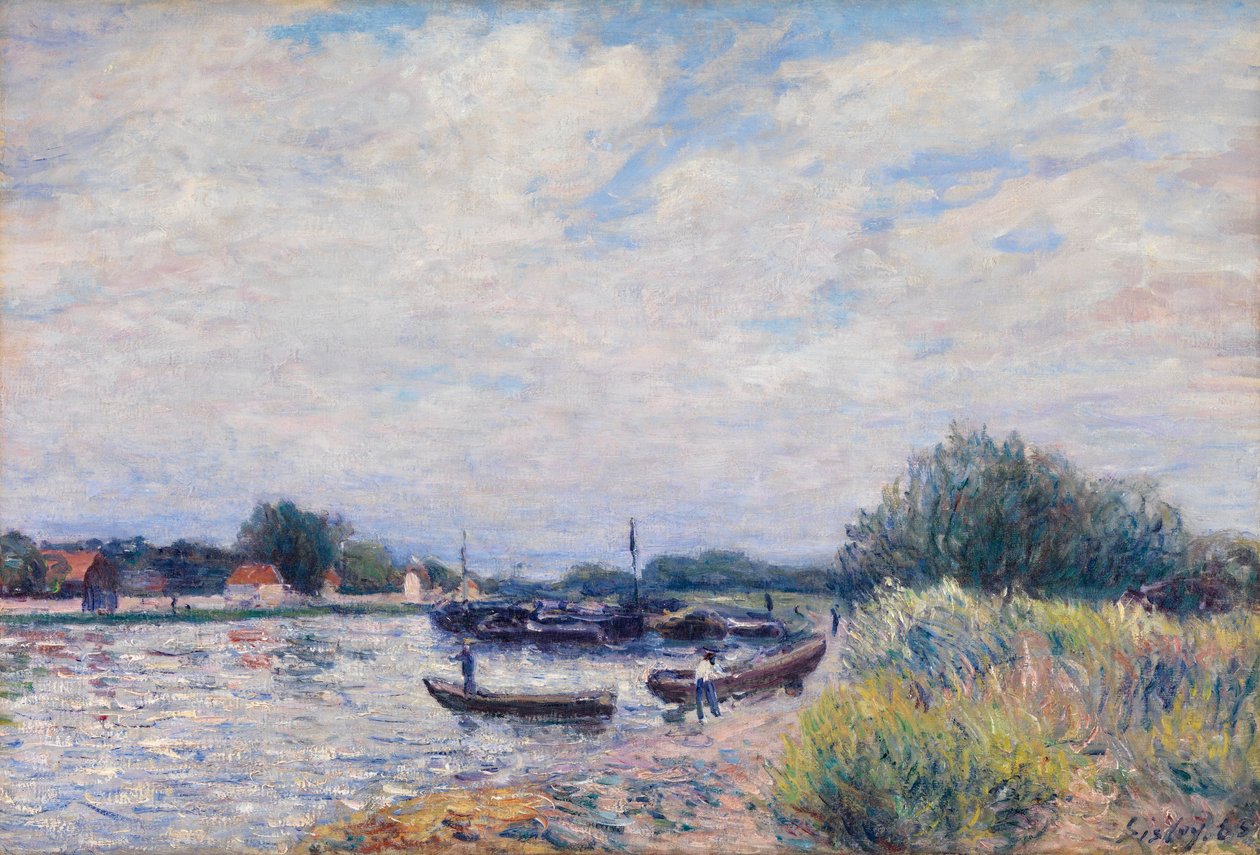 The Loing at Saint-Mammes, ca. 1859-99 (olie på lærred) af Alfred Sisley