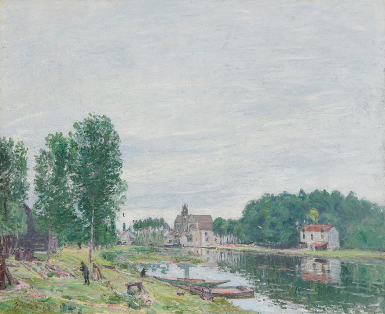 Matrat-bådværftet, Moret-Sur-Loing, regnvejr af Alfred Sisley