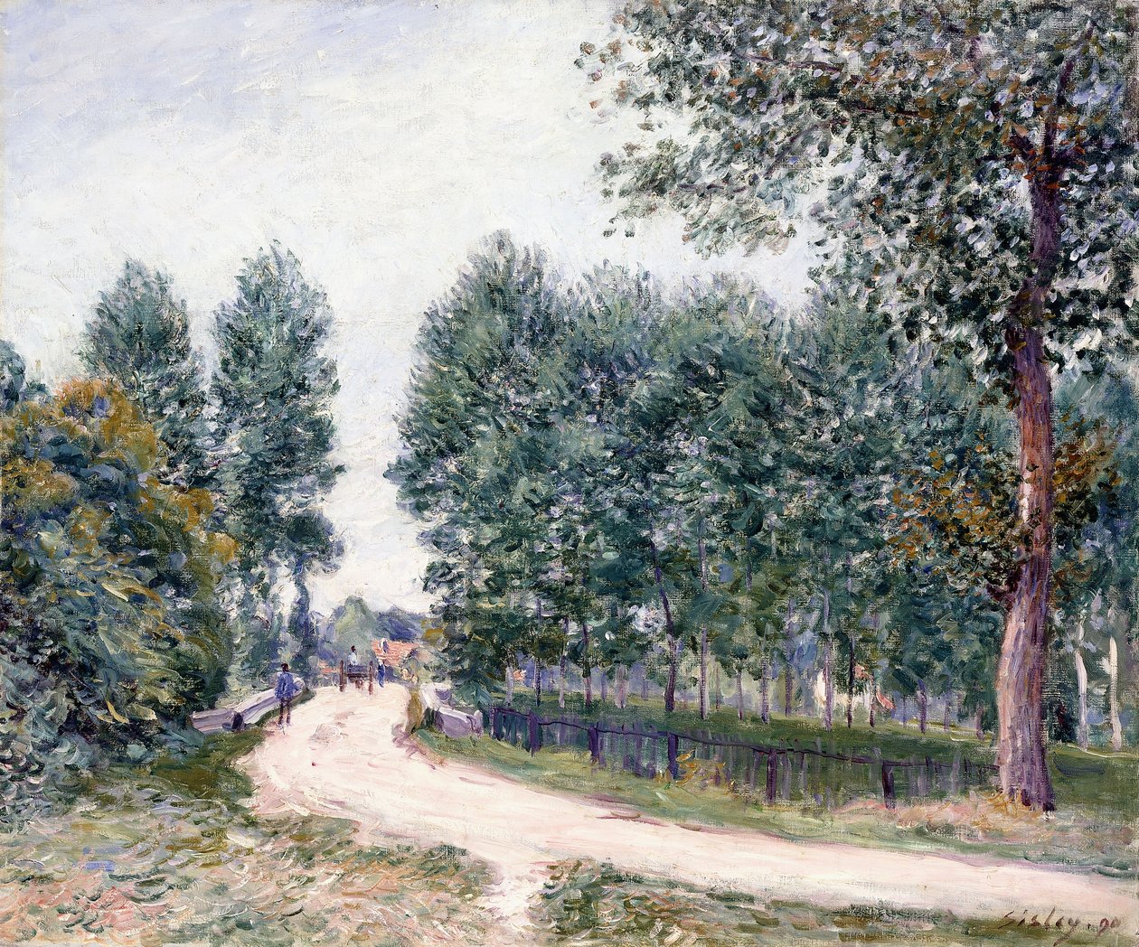 The Road of Saint-Mammes - Om morgenen af Alfred Sisley
