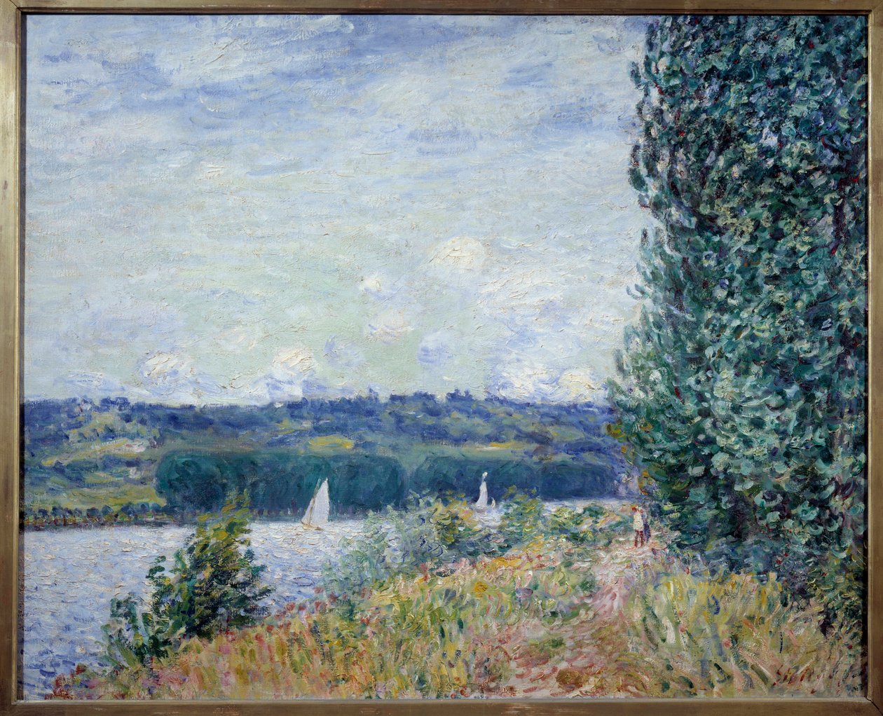 Seinen har Bouille, kuling. Maleri af Alfred Sisley (1839 - 1899) af Alfred Sisley