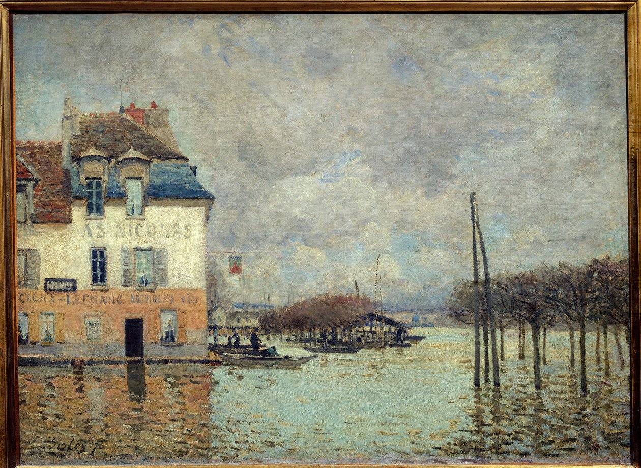 Oversvømmelsen ved Port Marly (Port-Marly) Maleri af Alfred Sisley (1839-1899) 1876 Dim. 0,60 x 0,81 m Paris, musee d