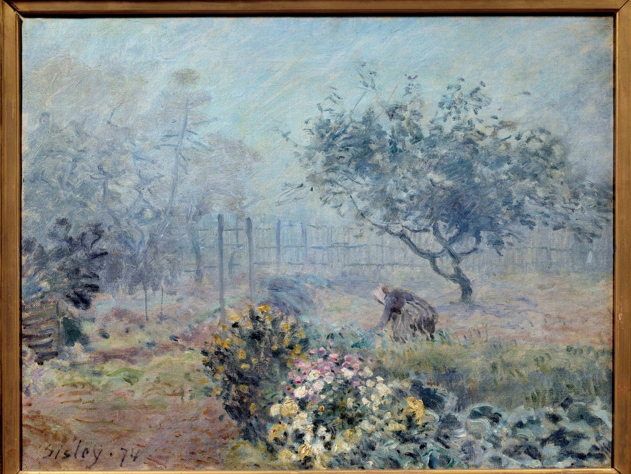 Tågen naboer. Maleri af Alfred Sisley (1839-1899) af Alfred Sisley