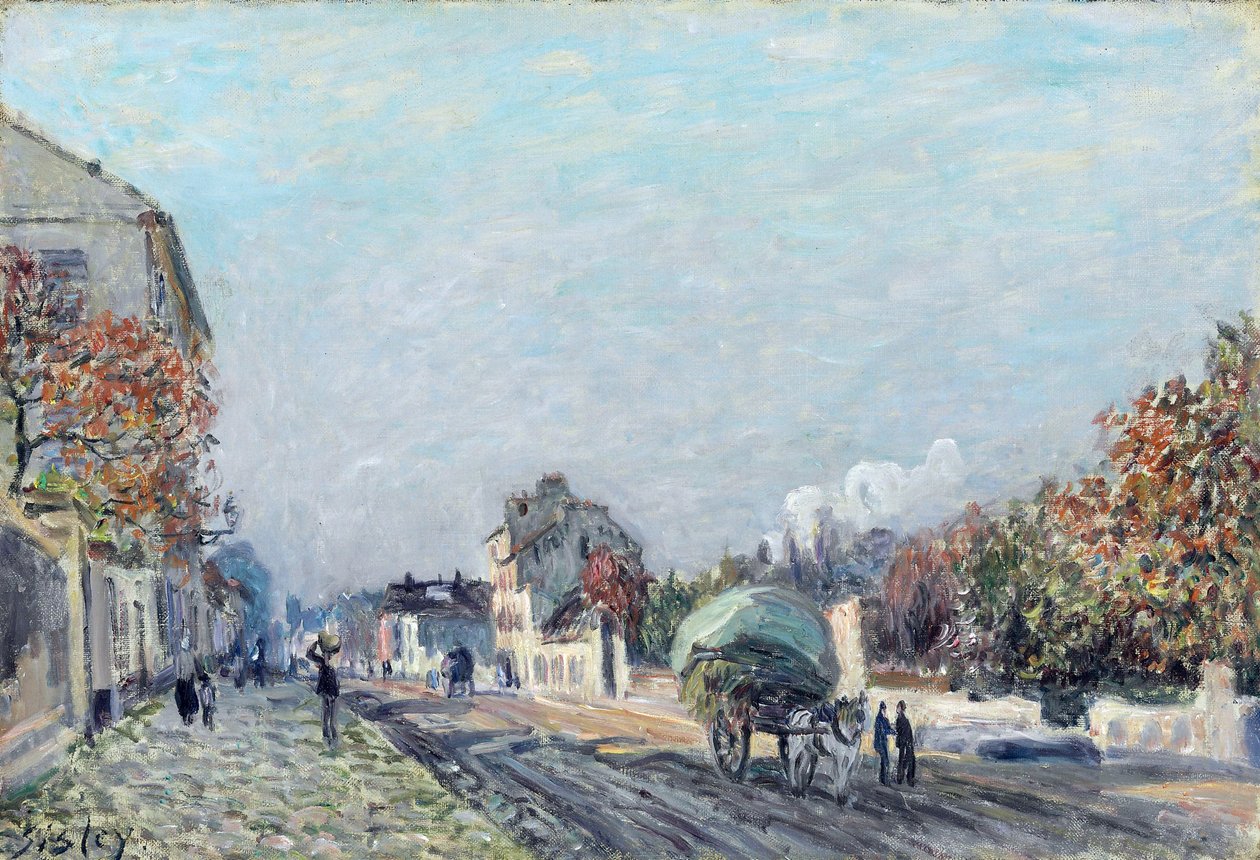 A street in Marly - Maleri af Alfred Sisley (1839-1899), olie på lærred, 38,1 x 55,9 cm af Alfred Sisley