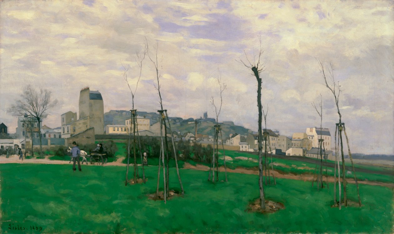 Udsigt over Montmartre fra Blomsterbyen, 1869 af Alfred Sisley