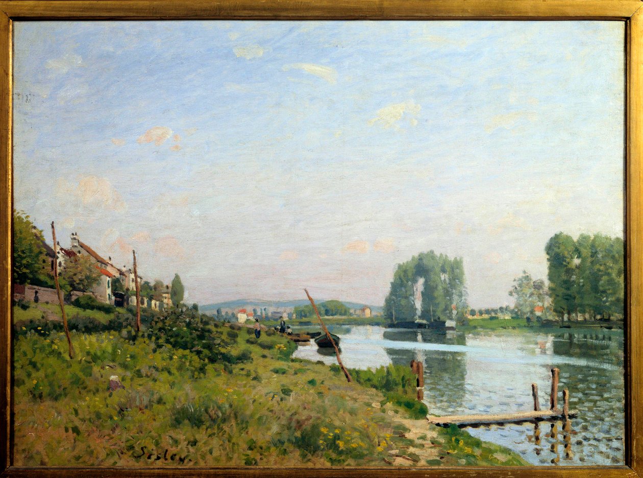Udsigt over øen Saint Denis Maleri af Alfred Sisley (1839-1899) 1872 Søn. 0,5x0,65 m Paris, musee d