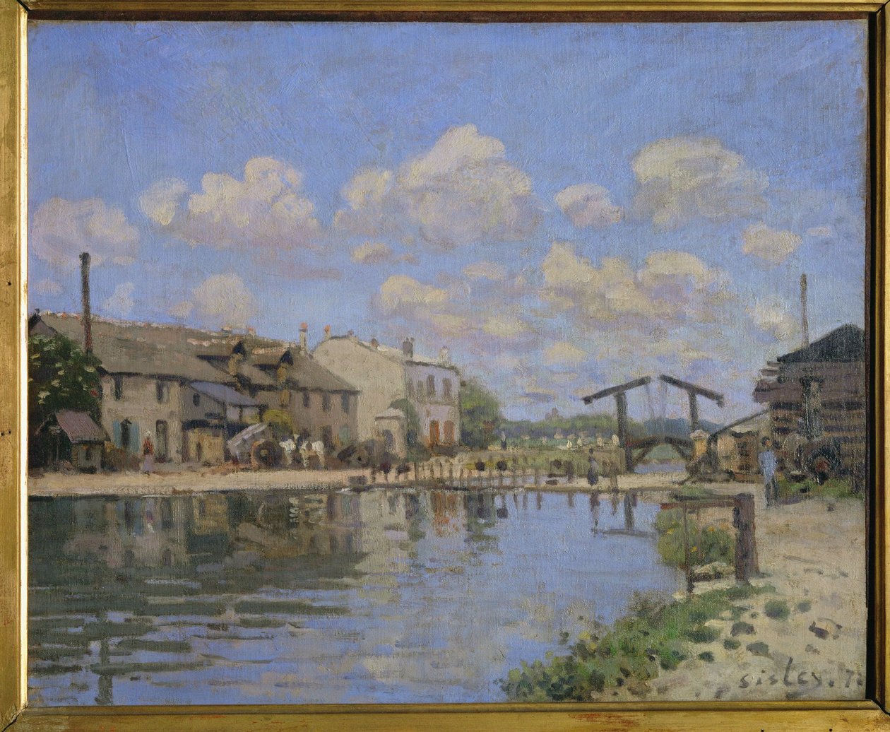 Udsigt over Canal St. Martin, Paris ... (olie på lærred) af Alfred Sisley