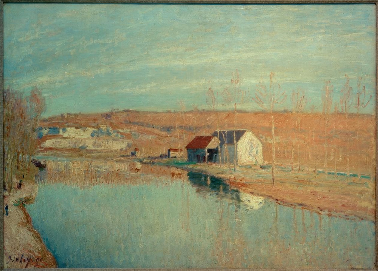 Loing og Coteaux de St. Nicaise - Soleil de Mars af Alfred Sisley