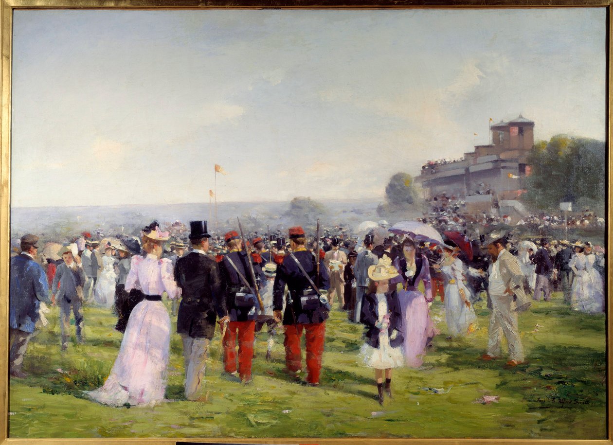 Slut på løb ved Auteuil Maleri af Alfred Smith (1853-1936) 1893 Søn. 1,09x1,5 m Paris, Musee Carnavalet OBS! Brug af dette værk kan være underlagt en anmodning om tredjepartsgodkendelse eller yderligere gebyrer af Alfred Smith